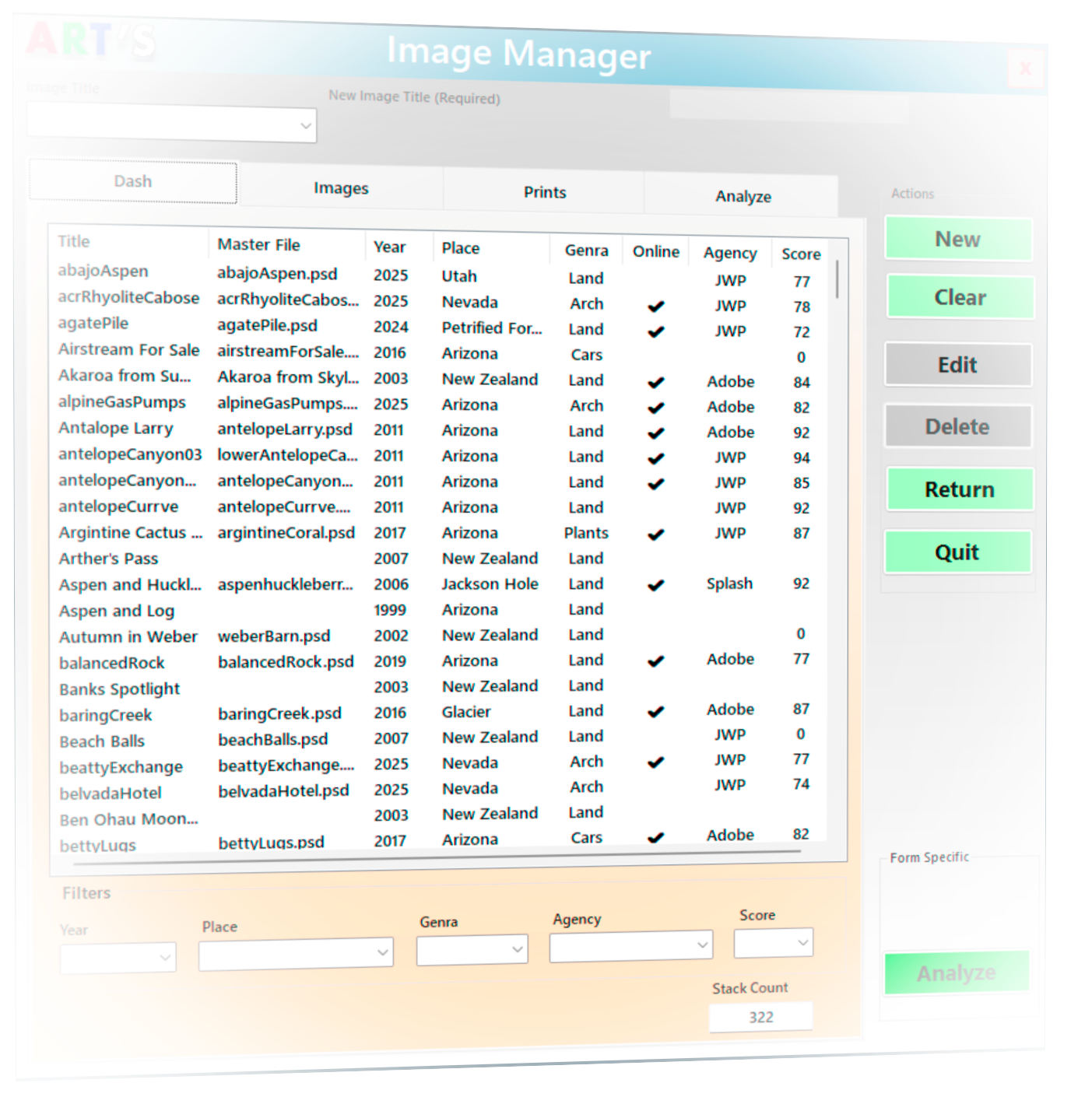 ART'S Vault Image Module Dashboard